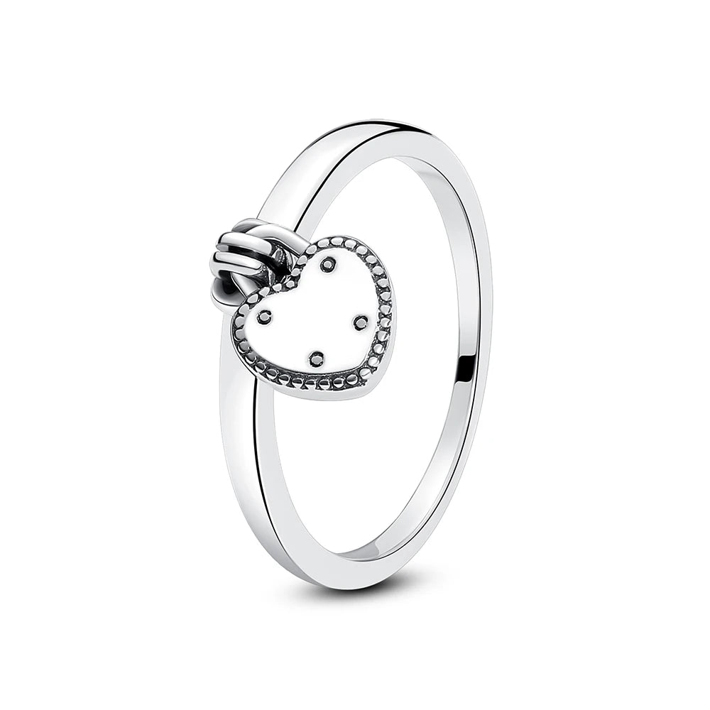 925 Sterling Silver Rings For Women Original Crown Love Heart Wishbone Engagement Wedding Rose Gold Crystal Ring Luxury Jewelry